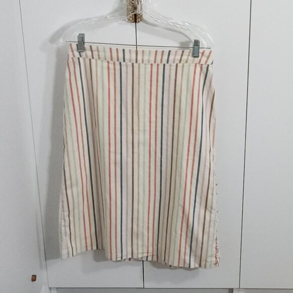 Madewell Flecked Rainbow Striped Skirt Size 8 Multicolor Button Slit - Picture 1 of 5